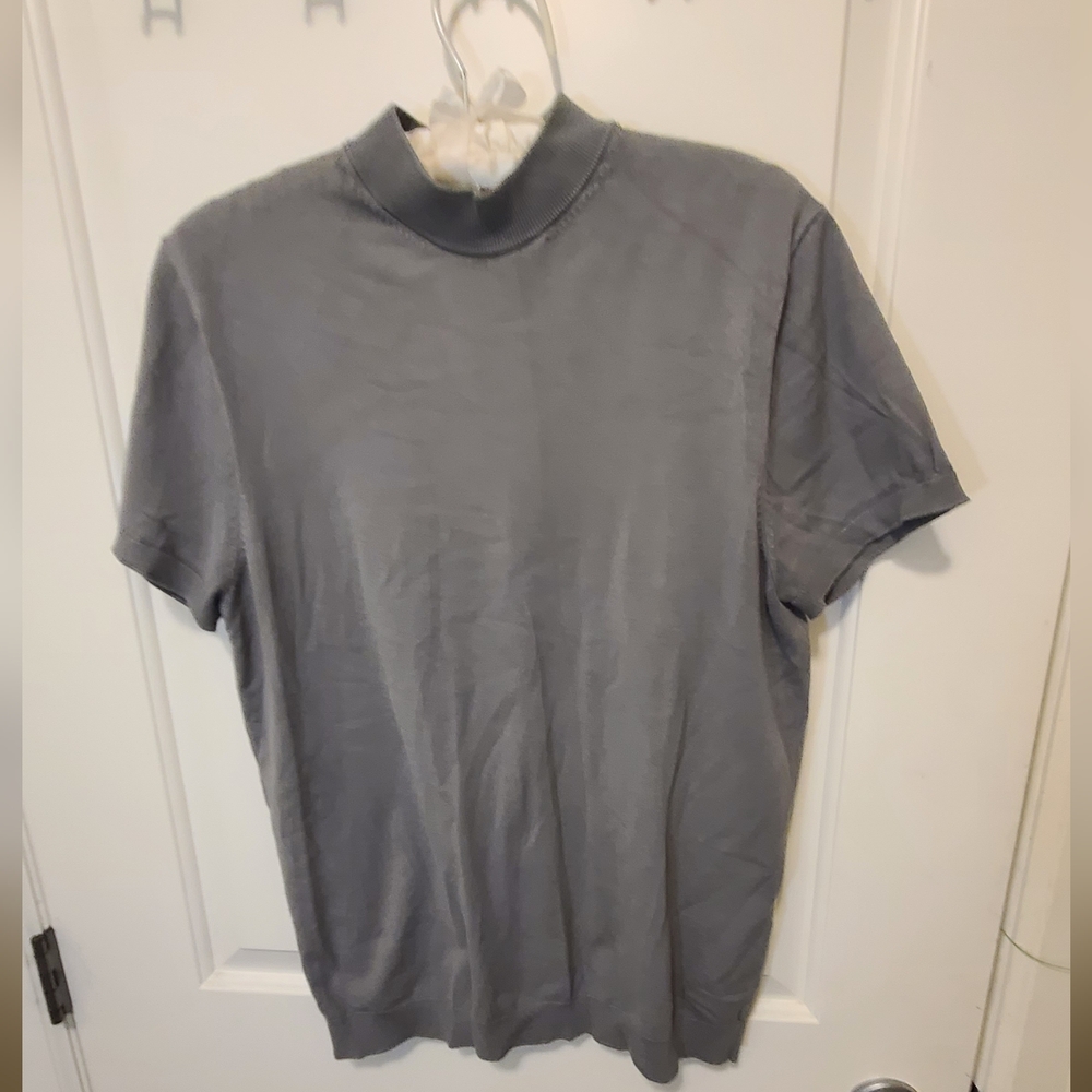 ZARA arrival Grey Short Sleeve Mock Neck Knit Top Size L - Picture 5 of 12